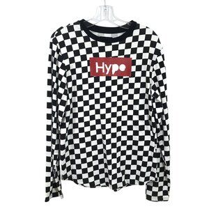CARBON Streetwear Men's Long Sleeve Crewneck Casual Shirt Checkerboard Logo S